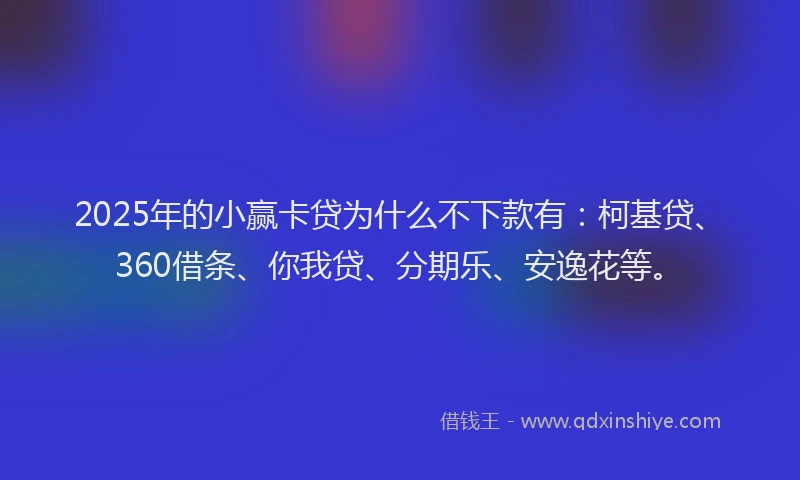 2025年的小赢卡贷为什么不下款有：柯基贷、360借条、你我贷、分期乐、安逸花等。