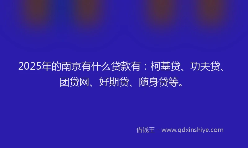2025年的南京有什么贷款有：柯基贷、功夫贷、团贷网、好期贷、随身贷等。