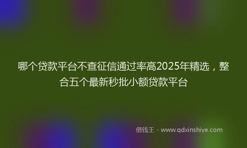 哪个贷款平台不查征信通过率高2025年精选，整合五个最新秒批小额贷款平台