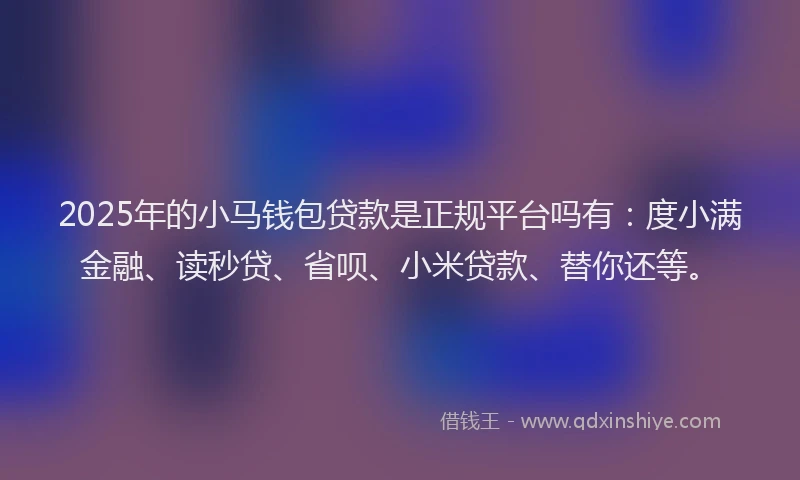 2025年的小马钱包贷款是正规平台吗有：度小满金融、读秒贷、省呗、小米贷款、替你还等。