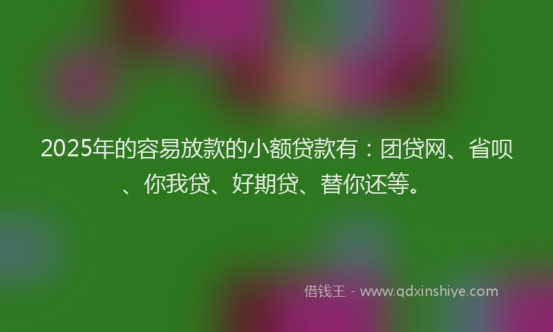 2025年的容易放款的小额贷款有：团贷网、省呗、你我贷、好期贷、替你还等。