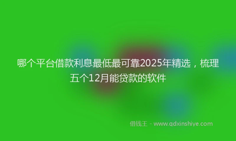 哪个平台借款利息最低最可靠2025年精选，梳理五个12月能贷款的软件