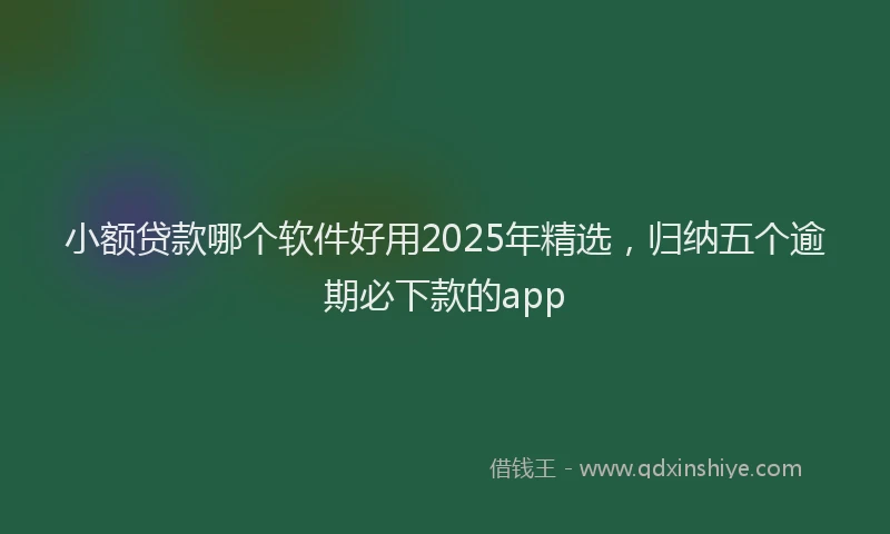 小额贷款哪个软件好用2025年精选，归纳五个逾期必下款的app