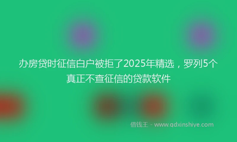 办房贷时征信白户被拒了2025年精选，罗列5个真正不查征信的贷款软件