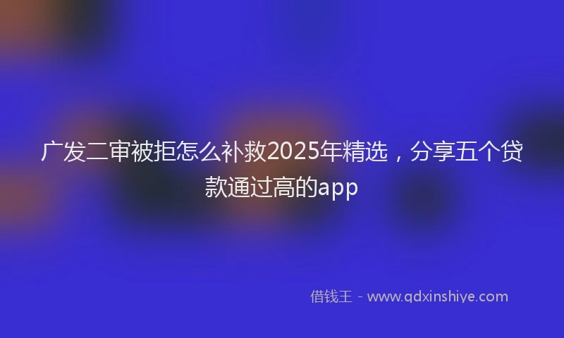广发二审被拒怎么补救2025年精选，分享五个贷款通过高的app