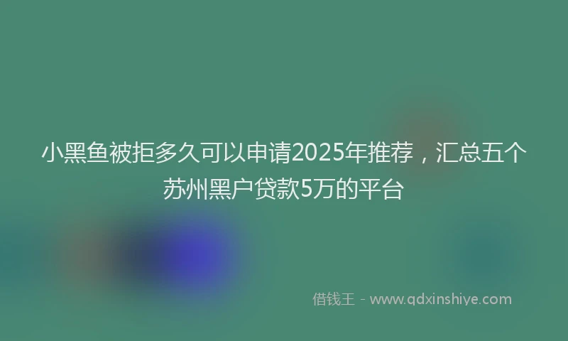 小黑鱼被拒多久可以申请2025年推荐，汇总五个苏州黑户贷款5万的平台