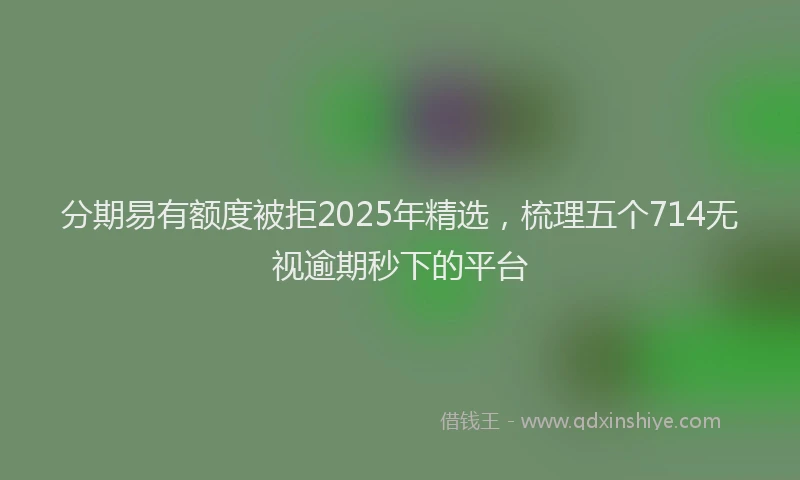 分期易有额度被拒2025年精选，梳理五个714无视逾期秒下的平台