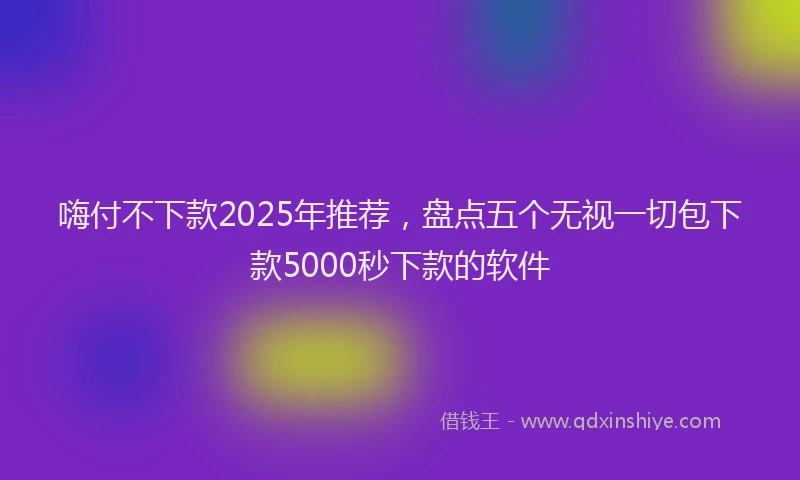 嗨付不下款2025年推荐，盘点五个无视一切包下款5000秒下款的软件