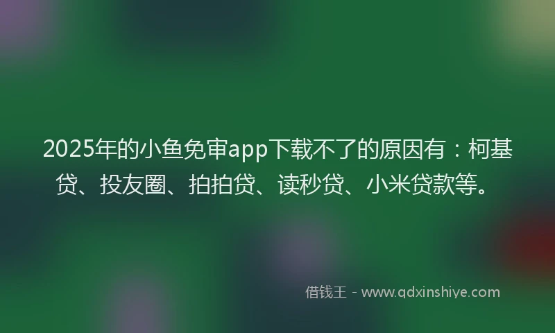 2025年的小鱼免审app下载不了的原因有：柯基贷、投友圈、拍拍贷、读秒贷、小米贷款等。