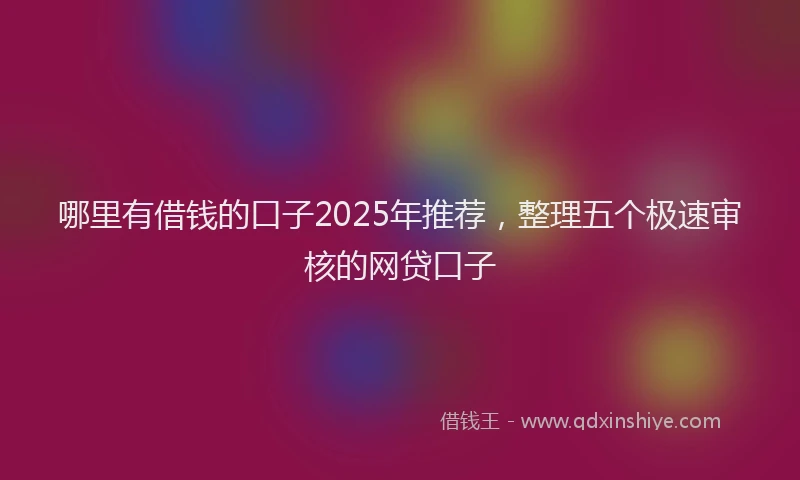 哪里有借钱的口子2025年推荐，整理五个极速审核的网贷口子