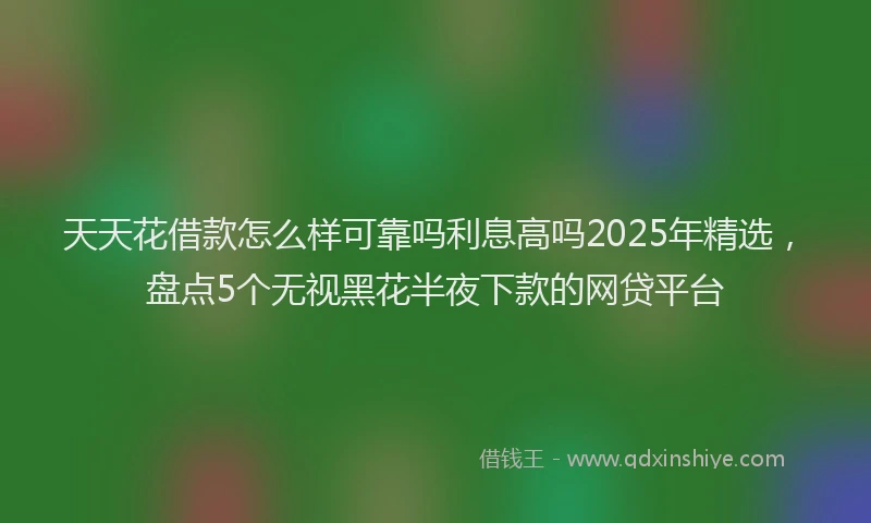 天天花借款怎么样可靠吗利息高吗2025年精选，盘点5个无视黑花半夜下款的网贷平台
