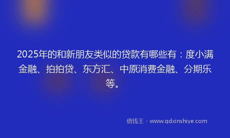 2025年的和新朋友类似的贷款有哪些有：度小满金融、拍拍贷、东方汇、中原消费金融、分期乐等。
