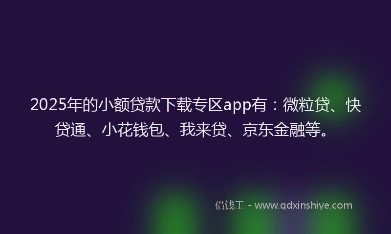 2025年的小额贷款下载专区app有：微粒贷、快贷通、小花钱包、我来贷、京东金融等。