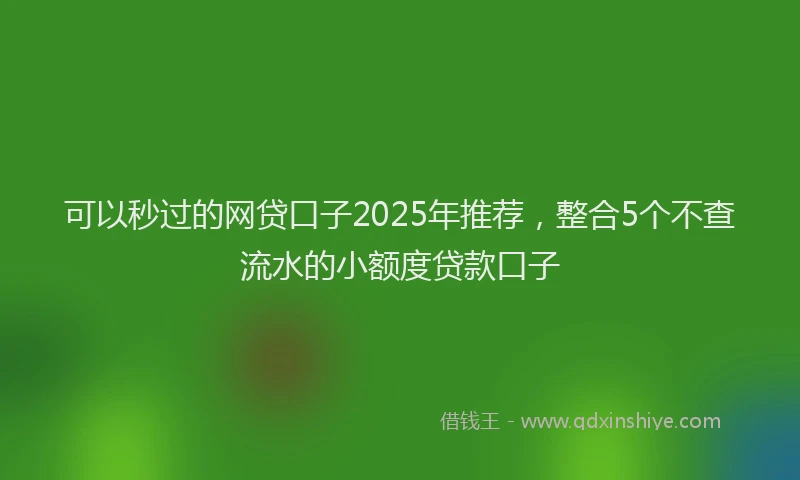 可以秒过的网贷口子2025年推荐，整合5个不查流水的小额度贷款口子