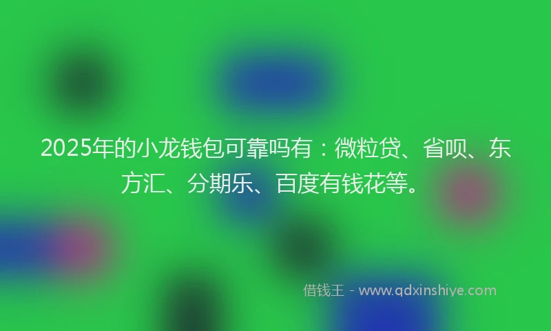2025年的小龙钱包可靠吗有：微粒贷、省呗、东方汇、分期乐、百度有钱花等。