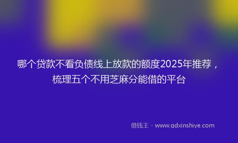 哪个贷款不看负债线上放款的额度2025年推荐，梳理五个不用芝麻分能借的平台