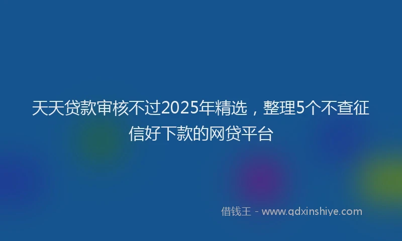 天天贷款审核不过2025年精选，整理5个不查征信好下款的网贷平台