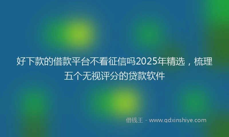 好下款的借款平台不看征信吗2025年精选，梳理五个无视评分的贷款软件
