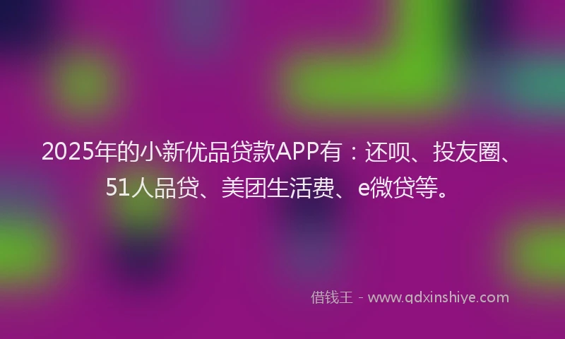 2025年的小新优品贷款APP有：还呗、投友圈、51人品贷、美团生活费、e微贷等。