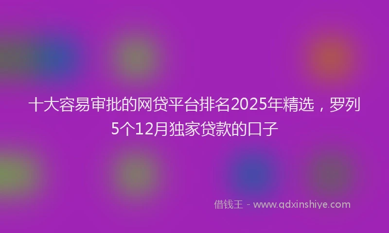 十大容易审批的网贷平台排名2025年精选，罗列5个12月独家贷款的口子