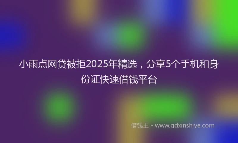 小雨点网贷被拒2025年精选，分享5个手机和身份证快速借钱平台