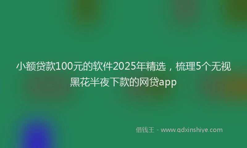 小额贷款100元的软件2025年精选，梳理5个无视黑花半夜下款的网贷app