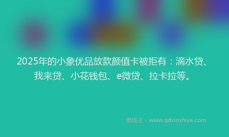 2025年的小象优品放款颜值卡被拒有：滴水贷、我来贷、小花钱包、e微贷、拉卡拉等。