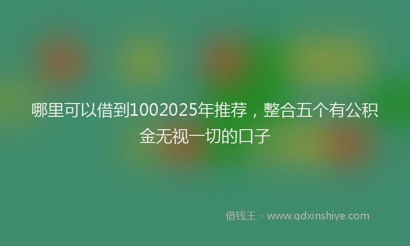 哪里可以借到1002025年推荐，整合五个有公积金无视一切的口子
