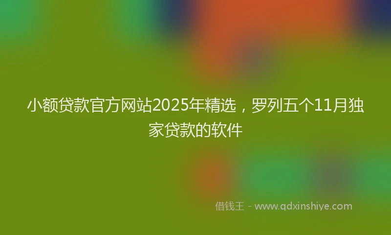 小额贷款官方网站2025年精选，罗列五个11月独家贷款的软件