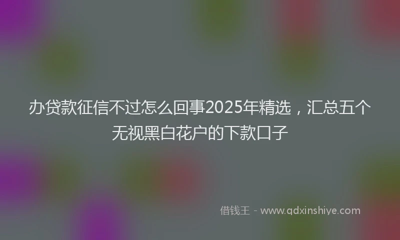 办贷款征信不过怎么回事2025年精选，汇总五个无视黑白花户的下款口子