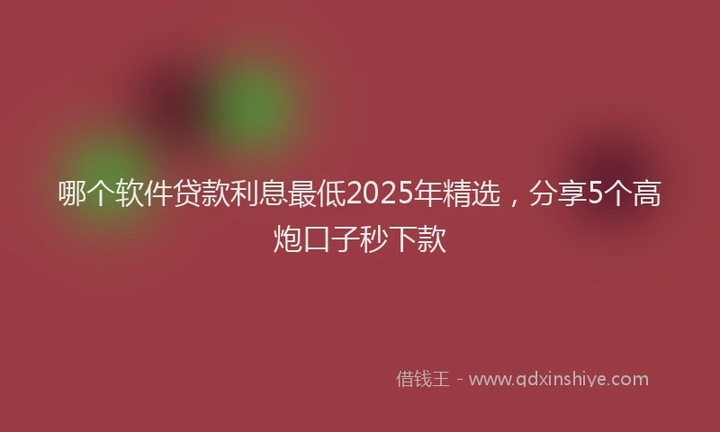 哪个软件贷款利息最低2025年精选，分享5个高炮口子秒下款