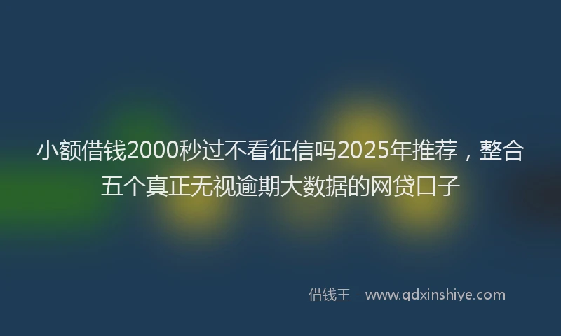 小额借钱2000秒过不看征信吗2025年推荐，整合五个真正无视逾期大数据的网贷口子