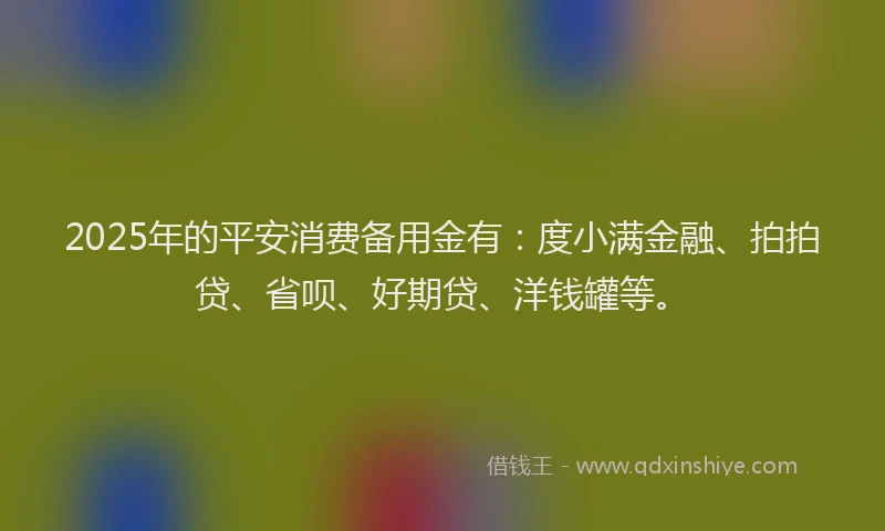 2025年的平安消费备用金有：度小满金融、拍拍贷、省呗、好期贷、洋钱罐等。