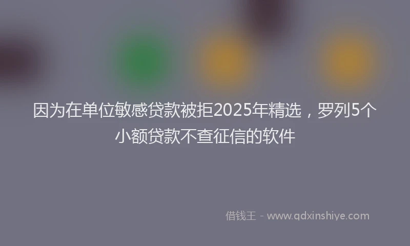 因为在单位敏感贷款被拒2025年精选，罗列5个小额贷款不查征信的软件
