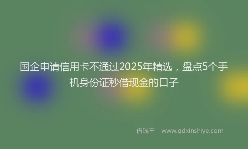 国企申请信用卡不通过2025年精选，盘点5个手机身份证秒借现金的口子