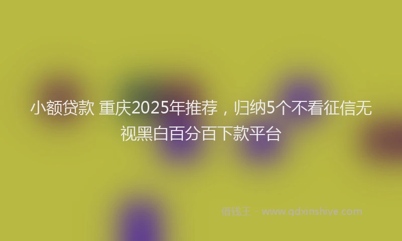 小额贷款 重庆2025年推荐，归纳5个不看征信无视黑白百分百下款平台