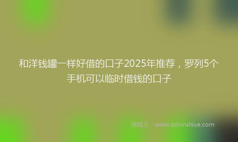 和洋钱罐一样好借的口子2025年推荐，罗列5个手机可以临时借钱的口子