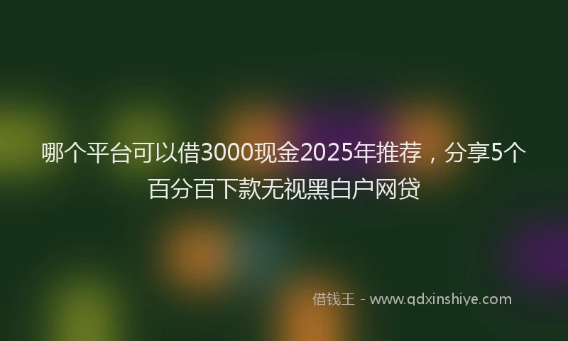 哪个平台可以借3000现金2025年推荐，分享5个百分百下款无视黑白户网贷
