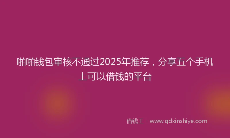 啪啪钱包审核不通过2025年推荐，分享五个手机上可以借钱的平台