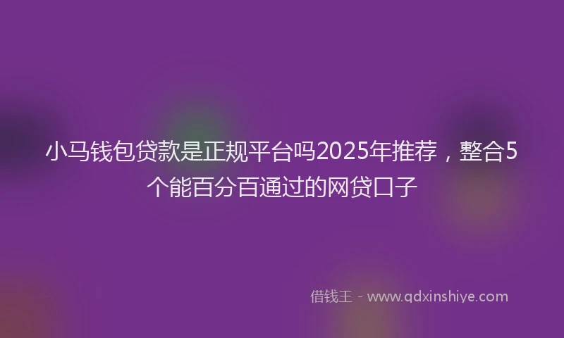 小马钱包贷款是正规平台吗2025年推荐，整合5个能百分百通过的网贷口子