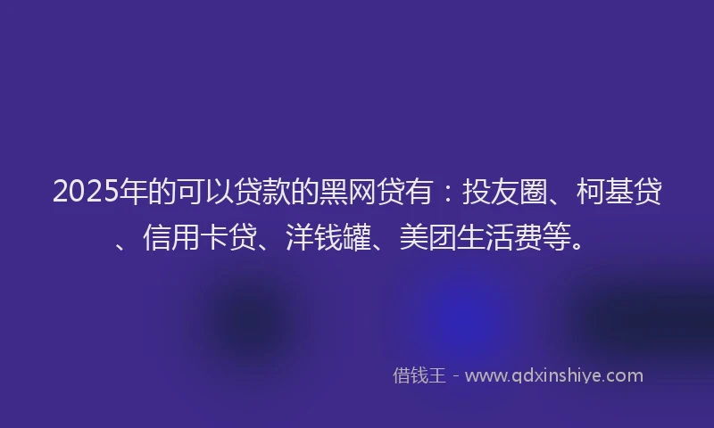 2025年的可以贷款的黑网贷有：投友圈、柯基贷、信用卡贷、洋钱罐、美团生活费等。