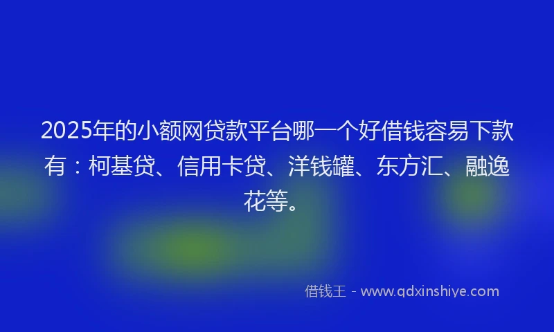 2025年的小额网贷款平台哪一个好借钱容易下款有：柯基贷、信用卡贷、洋钱罐、东方汇、融逸花等。