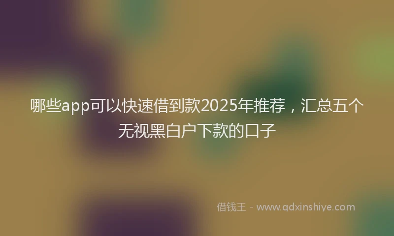 哪些app可以快速借到款2025年推荐，汇总五个无视黑白户下款的口子
