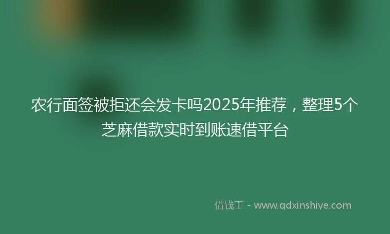 农行面签被拒还会发卡吗2025年推荐，整理5个芝麻借款实时到账速借平台
