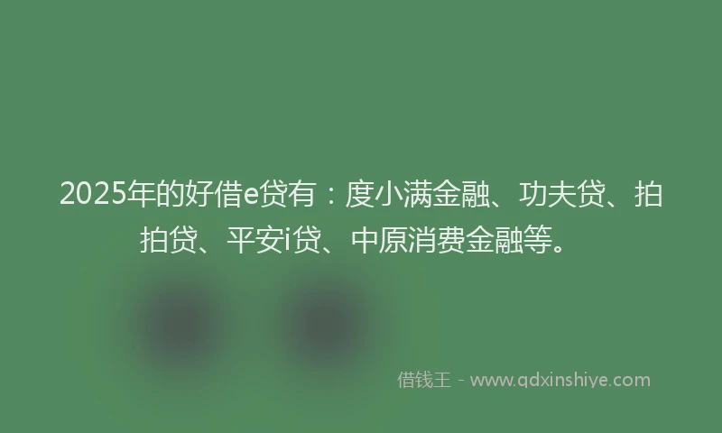 2025年的好借e贷有：度小满金融、功夫贷、拍拍贷、平安i贷、中原消费金融等。