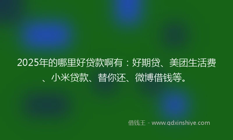 2025年的哪里好贷款啊有：好期贷、美团生活费、小米贷款、替你还、微博借钱等。