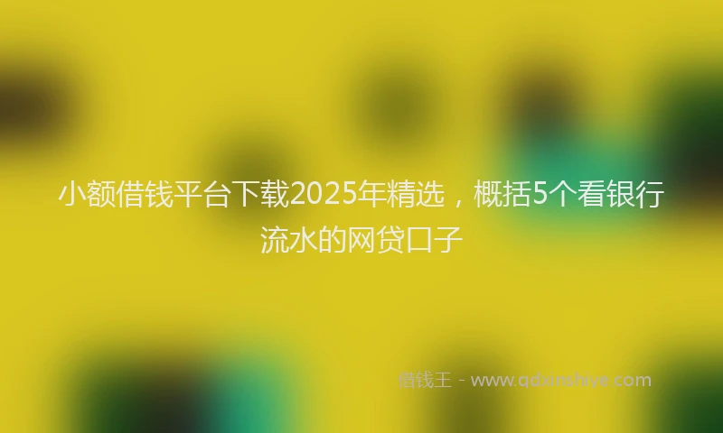 小额借钱平台下载2025年精选，概括5个看银行流水的网贷口子