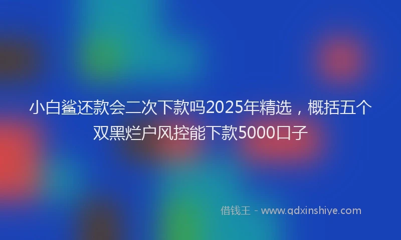 小白鲨还款会二次下款吗2025年精选，概括五个双黑烂户风控能下款5000口子