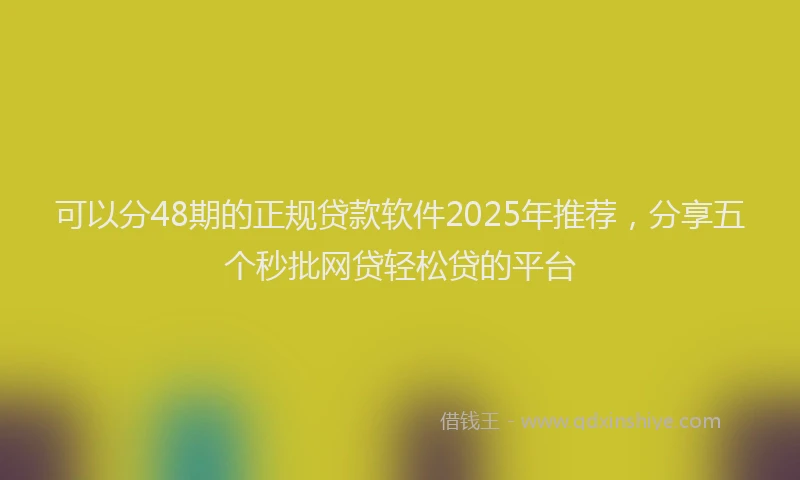 可以分48期的正规贷款软件2025年推荐，分享五个秒批网贷轻松贷的平台