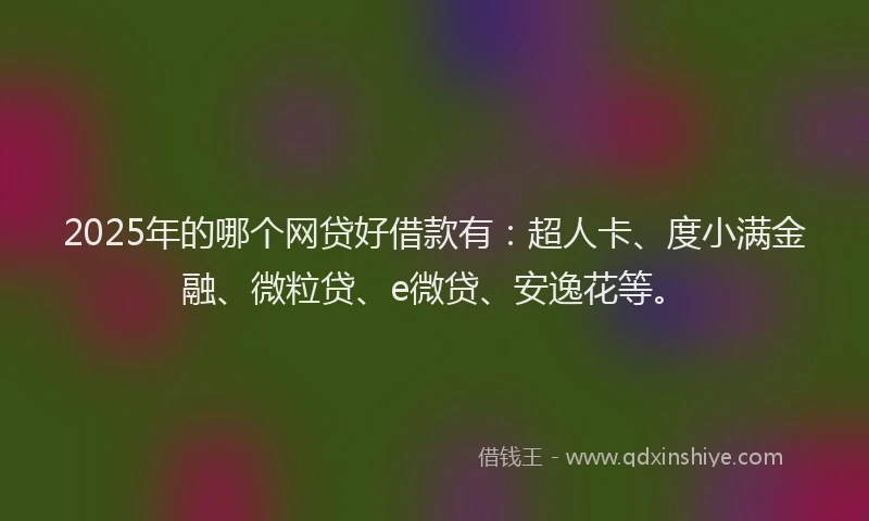 2025年的哪个网贷好借款有：超人卡、度小满金融、微粒贷、e微贷、安逸花等。